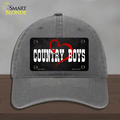 Country Boys Novelty License Plate Hat Unconstructed Cotton / Charcoal