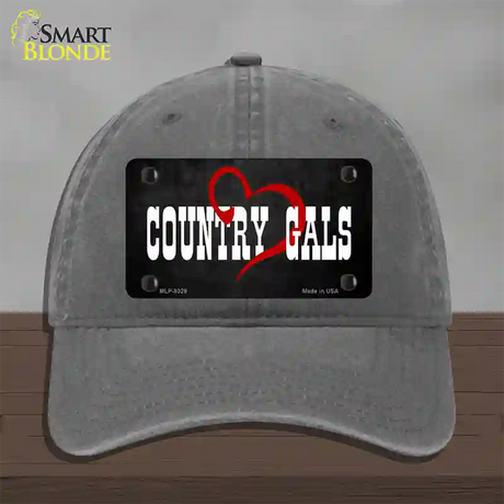 Country Gals Novelty License Plate Hat Unconstructed Cotton / Charcoal