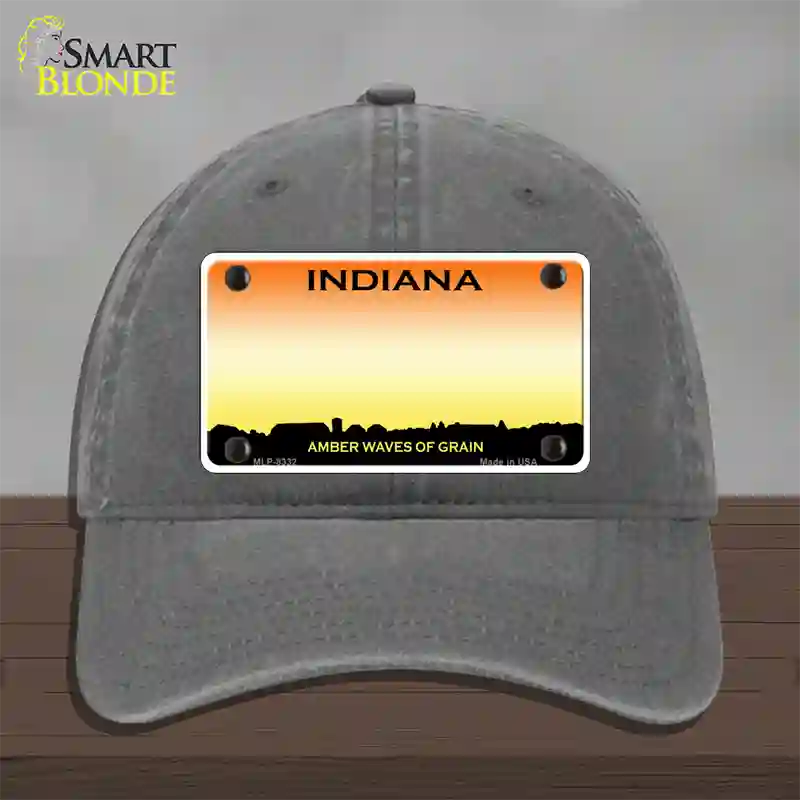 Indiana Amber Blank Novelty License Plate Hat Unconstructed Cotton / Charcoal