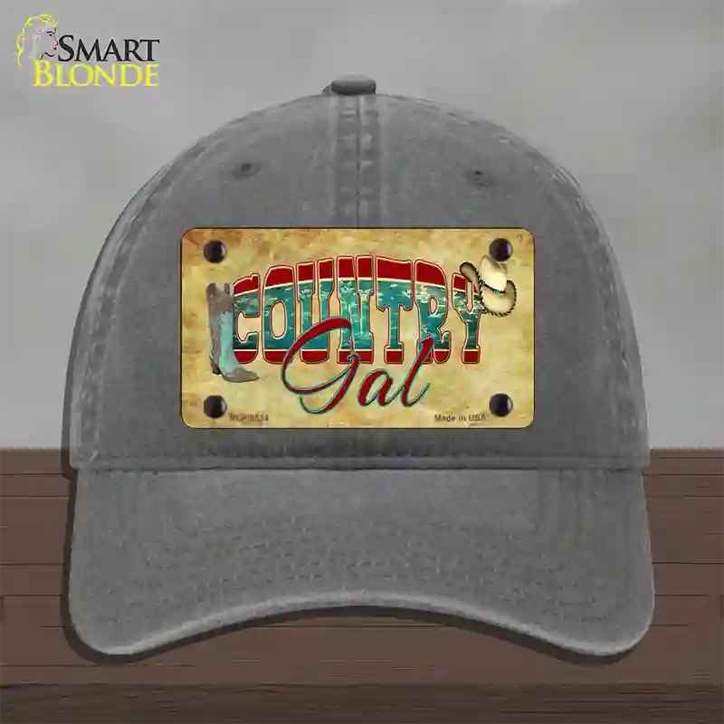 Country Gal Novelty License Plate Hat Unconstructed Cotton / Charcoal