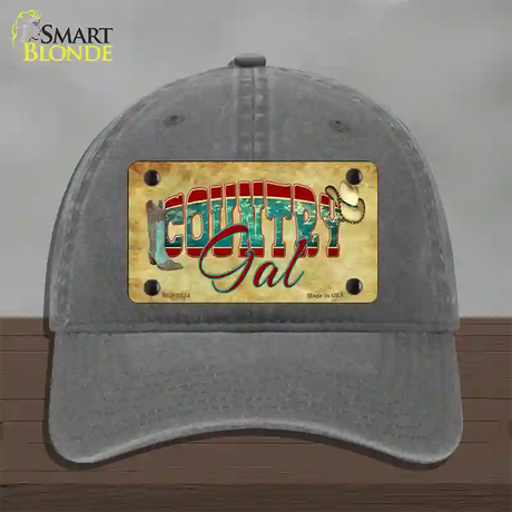 Country Gal Novelty License Plate Hat Unconstructed Cotton / Charcoal