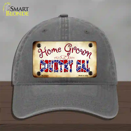 Home Grown Country Gal Novelty License Plate Hat Unconstructed Cotton / Charcoal