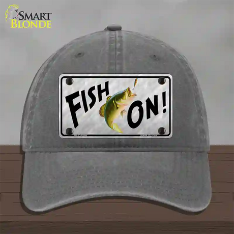 Fish On Novelty License Plate Hat Unconstructed Cotton / Charcoal