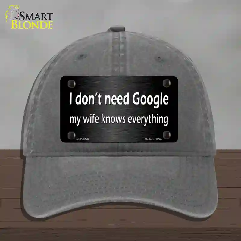 Dont Need Google Novelty License Plate Hat Unconstructed Cotton / Charcoal