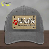 Rescued Is My Favorite Novelty License Plate Hat Unconstructed Cotton / Charcoal