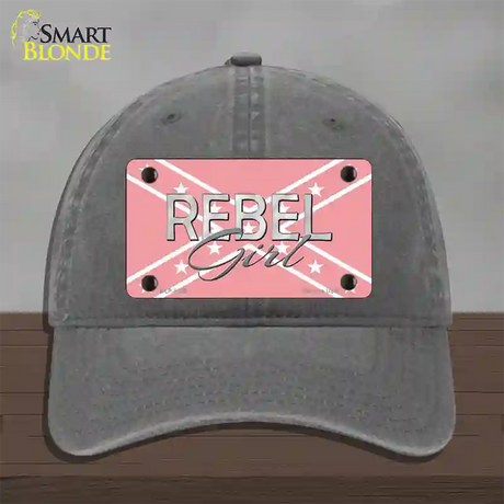 Rebel Girl Pink Novelty License Plate Hat Unconstructed Cotton / Charcoal