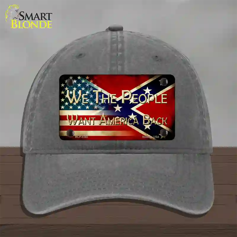 We The People American Confederate Novelty License Plate Hat Unconstructed Cotton / Charcoal