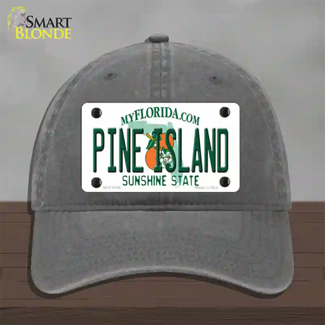 Pine Island Novelty License Plate Hat Unconstructed Cotton / Charcoal