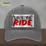 Live To Ride Shiny Novelty License Plate Hat Unconstructed Cotton / Charcoal