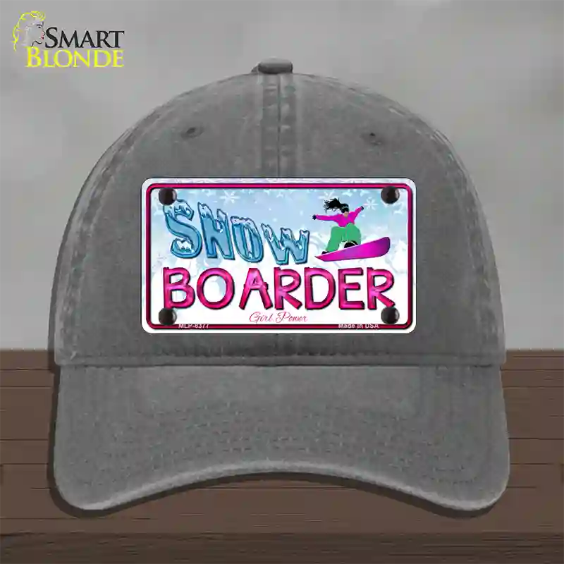 Snow Boarder Girl Novelty License Plate Hat Unconstructed Cotton / Charcoal