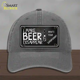 I Make Beer Disappear Novelty License Plate Hat Unconstructed Cotton / Charcoal