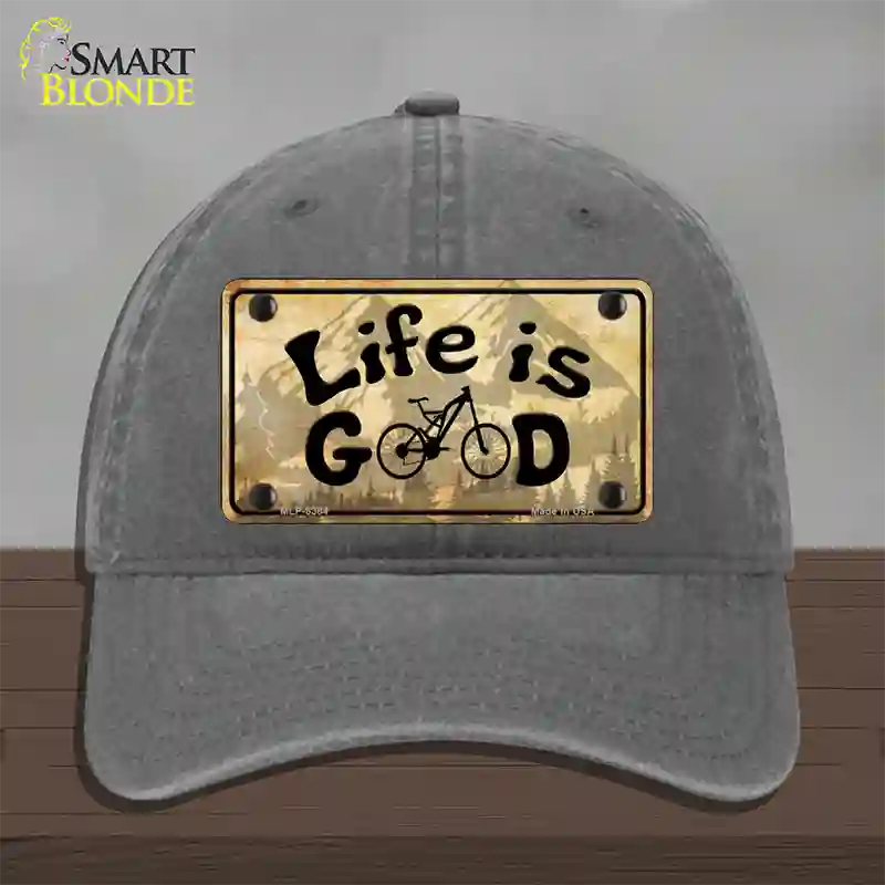 Life Is Good Novelty License Plate Hat Unconstructed Cotton / Charcoal