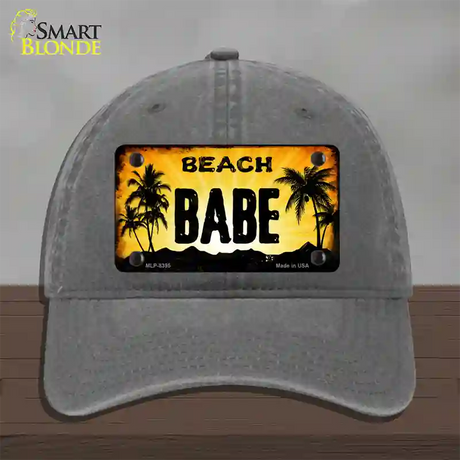 Beach Babe Novelty License Plate Hat Unconstructed Cotton / Charcoal