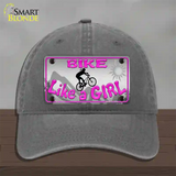 Bike Like A Girl Novelty License Plate Hat Unconstructed Cotton / Charcoal