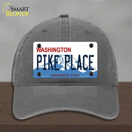 Pike Place Washington Novelty License Plate Hat Unconstructed Cotton / Charcoal