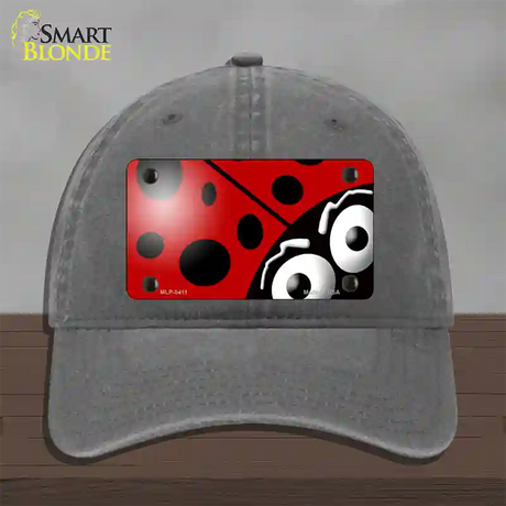 Lady Bug Novelty License Plate Hat Unconstructed Cotton / Charcoal