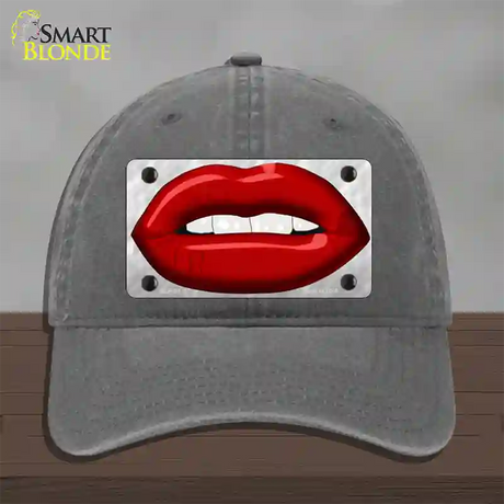 Red Lips Novelty License Plate Hat Unconstructed Cotton / Charcoal