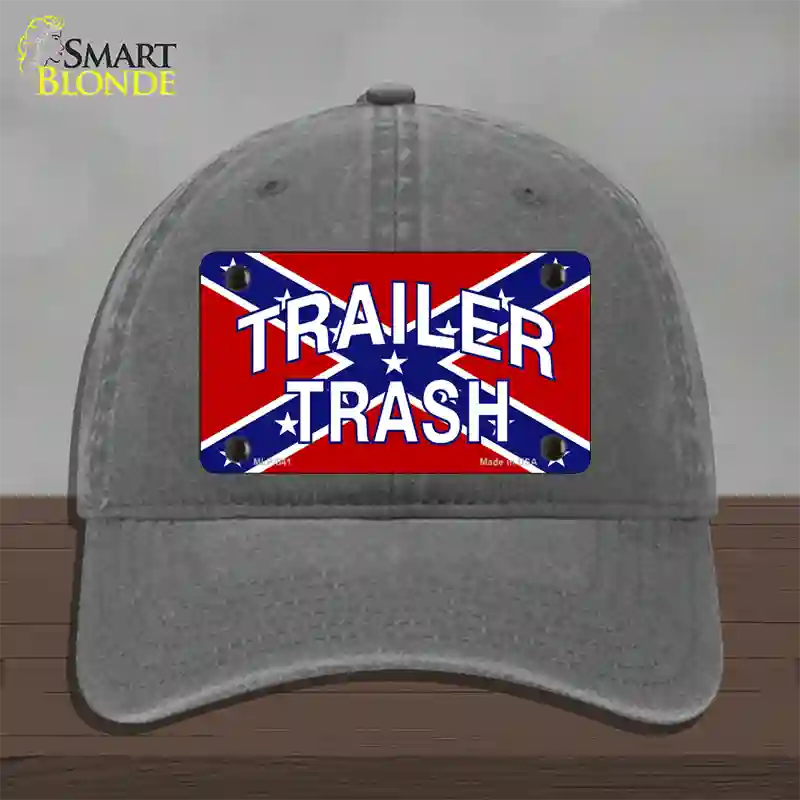 Trailer Trash Confederate Flag Novelty License Plate Hat Unconstructed Cotton / Charcoal