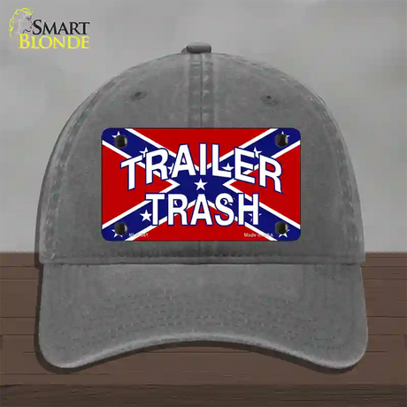 Trailer Trash Confederate Flag Novelty License Plate Hat Unconstructed Cotton / Charcoal