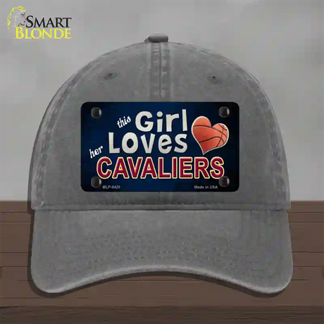 This Girl Loves Her Cavaliers Novelty License Plate Hat Unconstructed Cotton / Charcoal