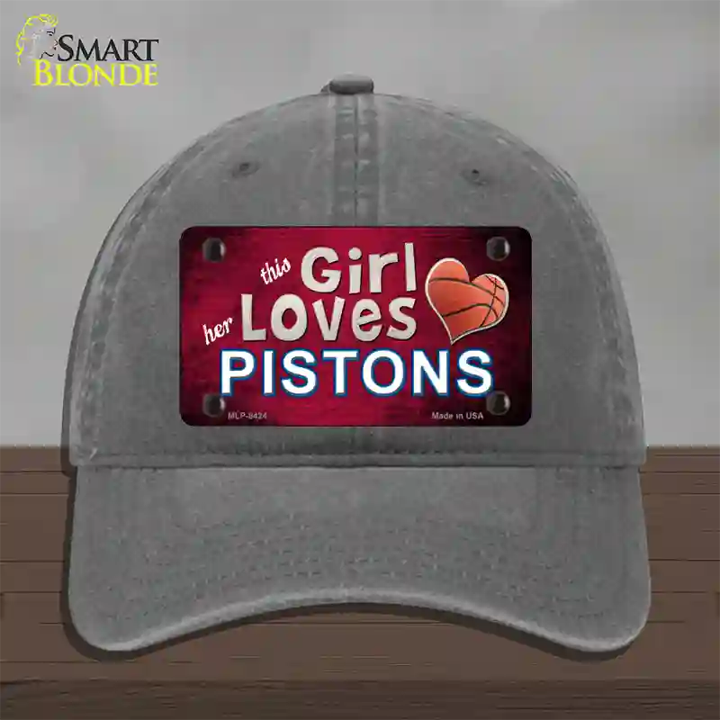 This Girl Loves Her Pistons Novelty License Plate Hat Unconstructed Cotton / Charcoal