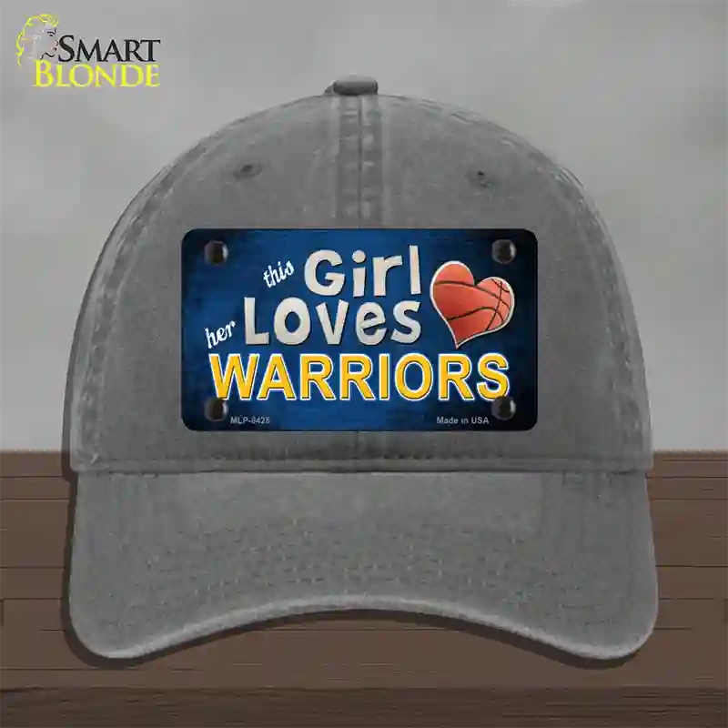 This Girl Loves Her Warriors Novelty License Plate Hat Unconstructed Cotton / Charcoal