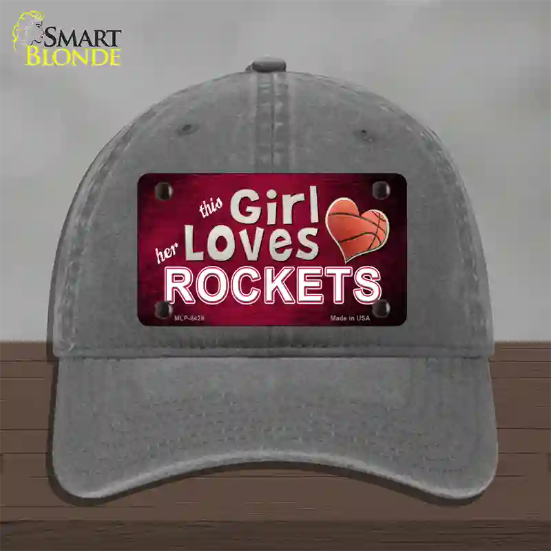 This Girl Loves Her Rockets Novelty License Plate Hat Unconstructed Cotton / Charcoal