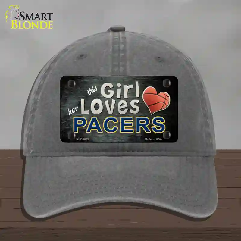 This Girl Loves Her Pacers Novelty License Plate Hat Unconstructed Cotton / Charcoal