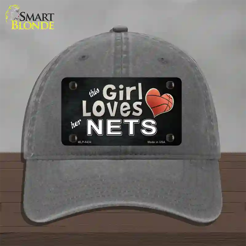 This Girl Loves Her Nets Novelty License Plate Hat Unconstructed Cotton / Charcoal