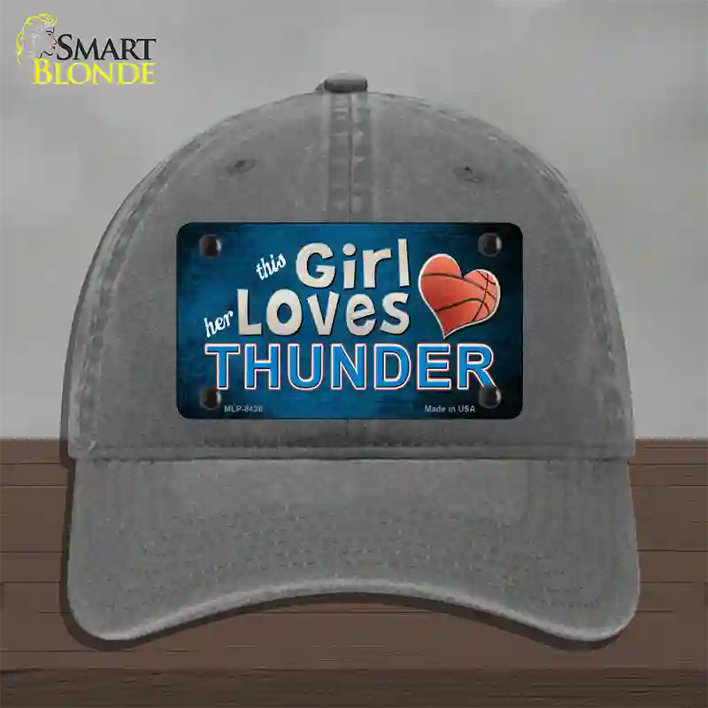 This Girl Loves Her Thunder Novelty License Plate Hat Unconstructed Cotton / Charcoal