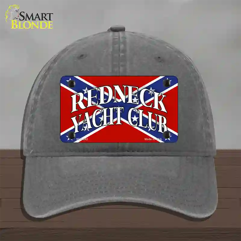 Redneck Yacht Club Novelty License Plate Hat Unconstructed Cotton / Charcoal