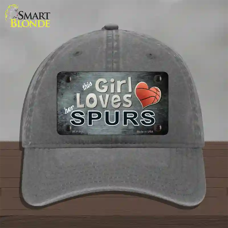 This Girl Loves Her Spurs Novelty License Plate Hat Unconstructed Cotton / Charcoal