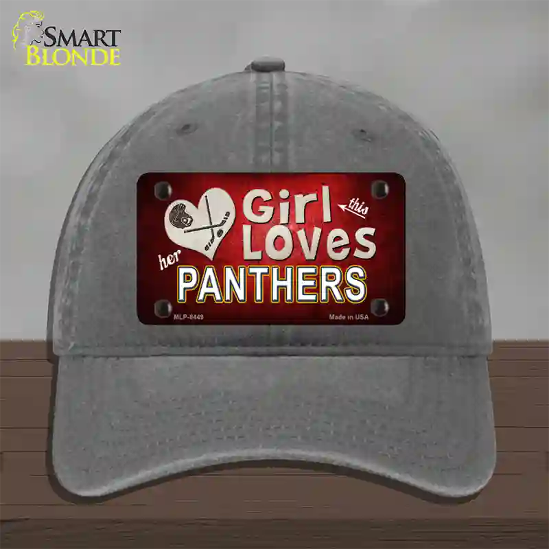 This Girl Loves Her Panthers Hockey Novelty License Plate Hat Unconstructed Cotton / Charcoal