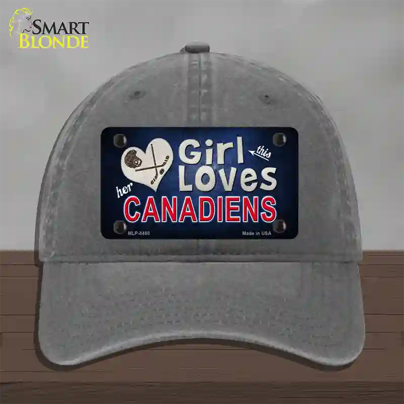 This Girl Loves Her Canadiens Novelty License Plate Hat Unconstructed Cotton / Charcoal