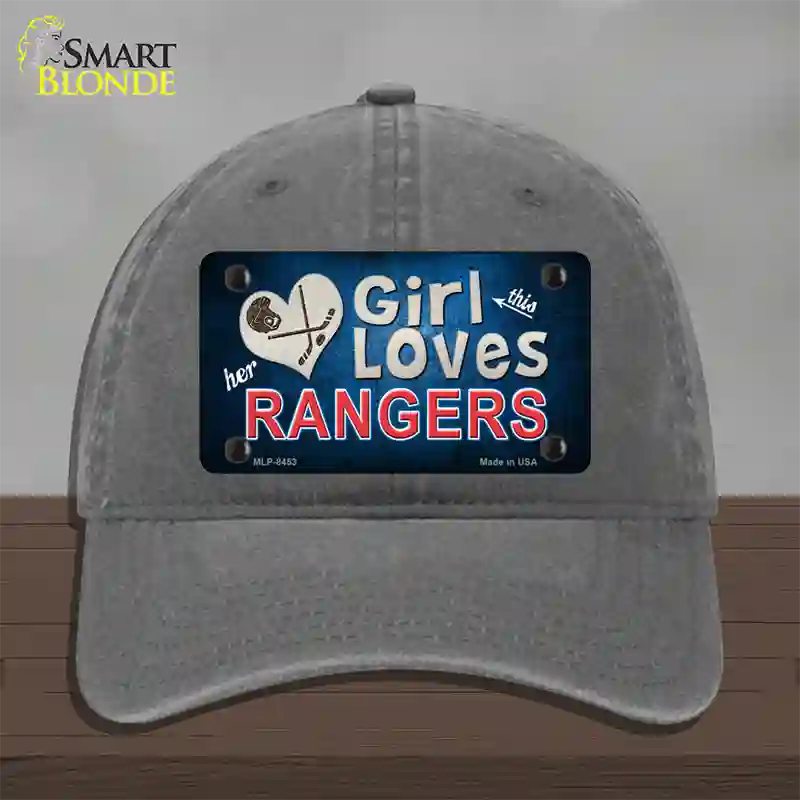 This Girl Loves Her Rangers Blue Novelty License Plate Hat Unconstructed Cotton / Charcoal