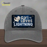 This Girl Loves Her Lightning Novelty License Plate Hat Unconstructed Cotton / Charcoal