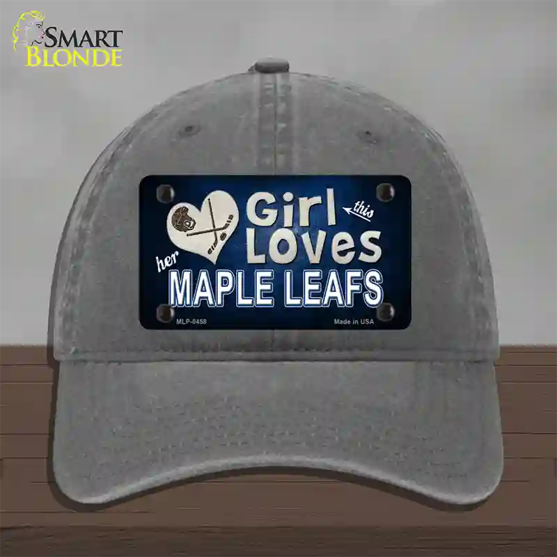 This Girl Loves Her Maple Leafs Novelty License Plate Hat Unconstructed Cotton / Charcoal