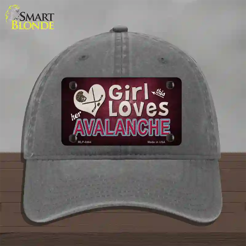 This Girl Loves Her Avalanche Novelty License Plate Hat Unconstructed Cotton / Charcoal