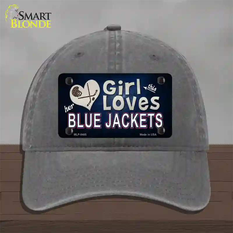 This Girl Loves Her Blue Jackets Novelty License Plate Hat Unconstructed Cotton / Charcoal