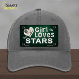 This Girl Loves Her Stars Novelty License Plate Hat Unconstructed Cotton / Charcoal