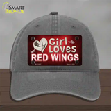 This Girl Loves Her Red Wings Novelty License Plate Hat Unconstructed Cotton / Charcoal