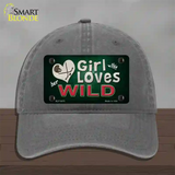 This Girl Loves Her Wild Novelty License Plate Hat Unconstructed Cotton / Charcoal