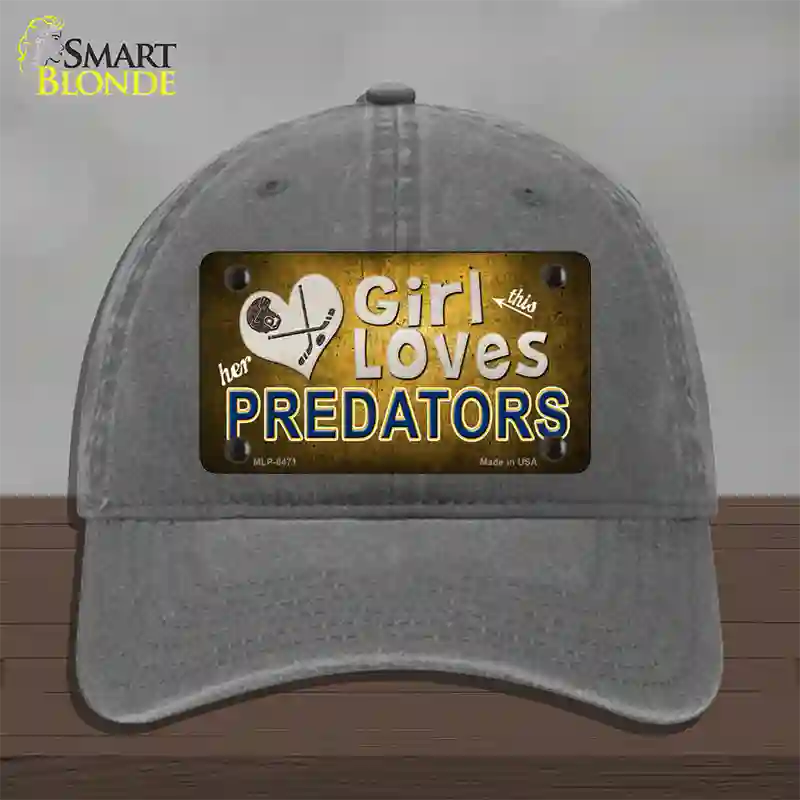 This Girl Loves Her Predators Novelty License Plate Hat Unconstructed Cotton / Charcoal