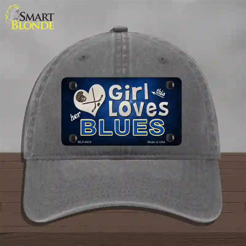 This Girl Loves Her Blues Novelty License Plate Hat Unconstructed Cotton / Charcoal