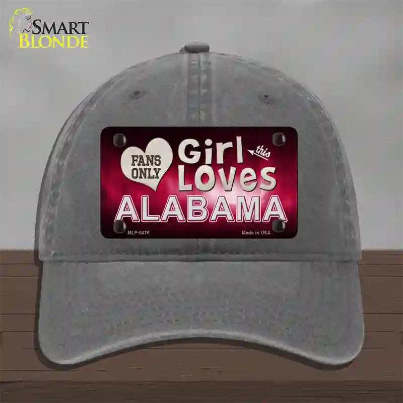 This Girl Loves Alabama Novelty License Plate Hat Unconstructed Cotton / Charcoal