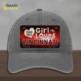 This Girl Loves Cincinnati Novelty License Plate Hat Unconstructed Cotton / Charcoal