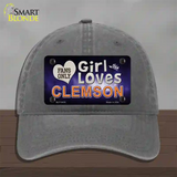 This Girl Loves Clemson Novelty License Plate Hat Unconstructed Cotton / Charcoal