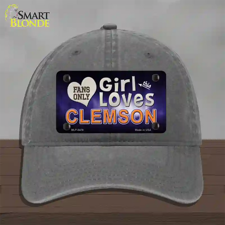 This Girl Loves Clemson Novelty License Plate Hat Unconstructed Cotton / Charcoal