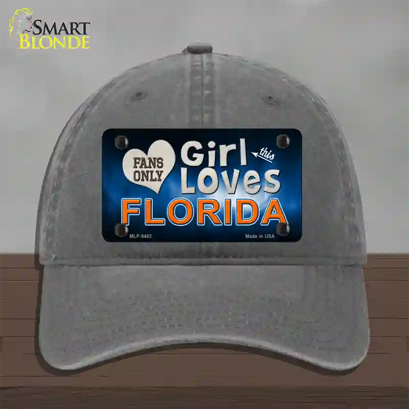 This Girl Loves Florida Novelty License Plate Hat Unconstructed Cotton / Charcoal