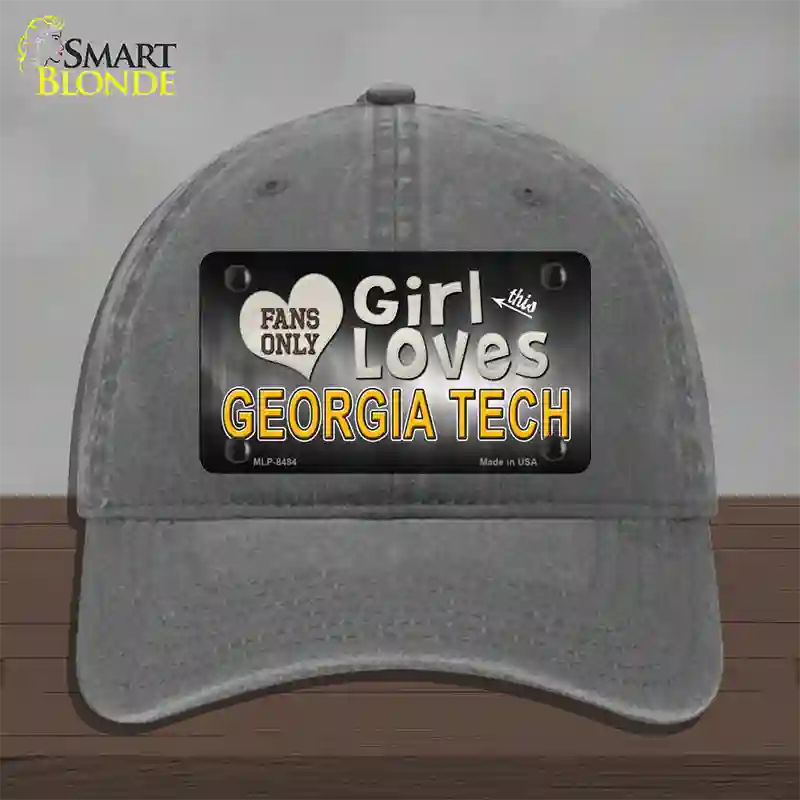 This Girl Loves Georgia Tech Novelty License Plate Hat Unconstructed Cotton / Charcoal